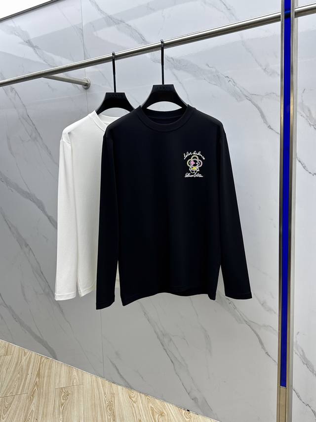 LV* Louis Vuitton's new men's crewneck long-sleeved T-shirt for Fall 2025, featu