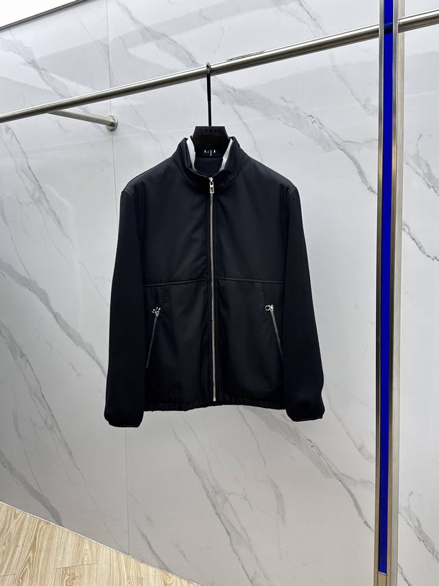 Lp2540Ss: The latest men's stand-up collar patchwork knit jacket for fall and wi