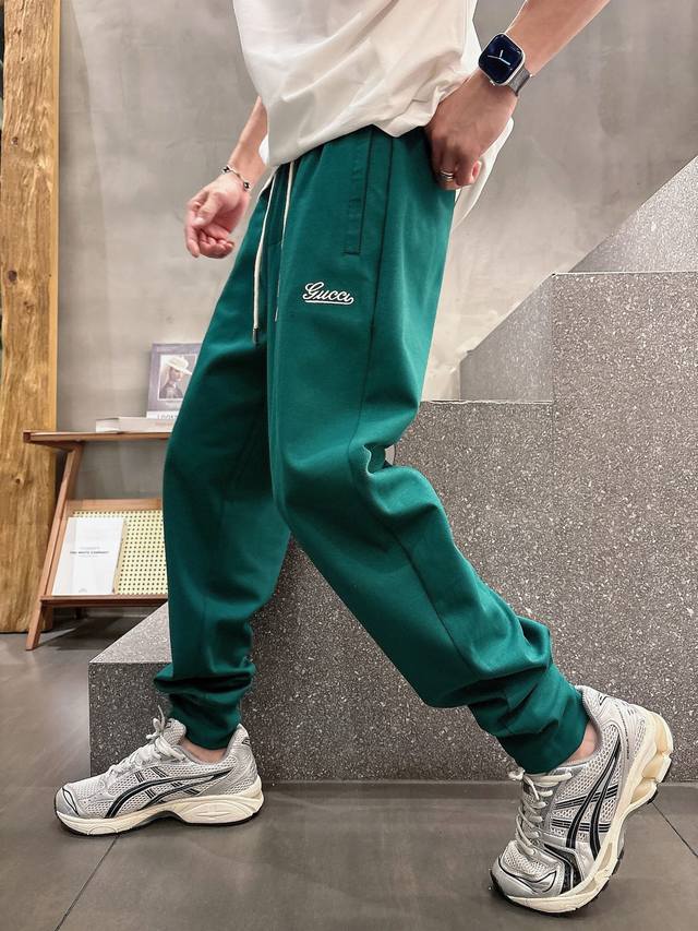 Gucci's new 2025 summer cupro-ammonia silk modal air layer casual sweatpants fe