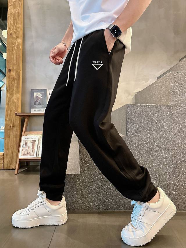 Prada's new 2025 summer cupro-ammonia silk modal air layer casual sweatpants fe