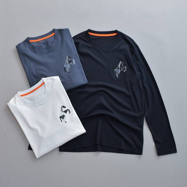 AIMA same style leather horse stitching embroidery long-staple cotton double-si