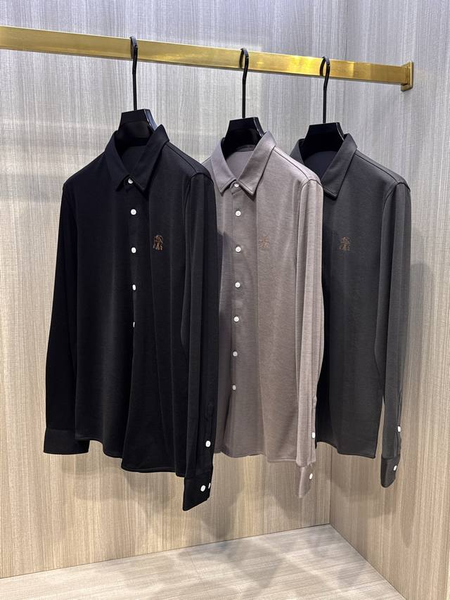 BC's latest Autumn/Winter 2025 men's wool long-sleeved shirt with embroidered l