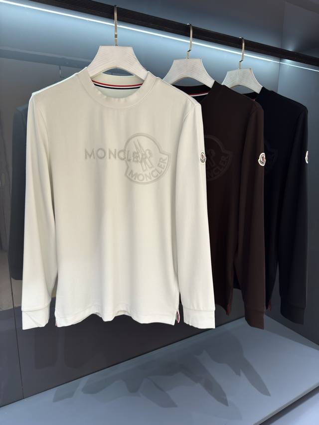 New Mon*Cl*R 25Ssss autumn/winter men's fleece crew neck long-sleeved T-shirt i