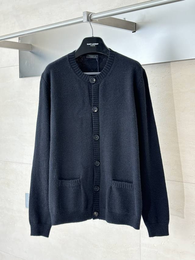 prad* Prada 25Fw Horn Button Cardigan Wool Blend Sweater . Crafted from a metic