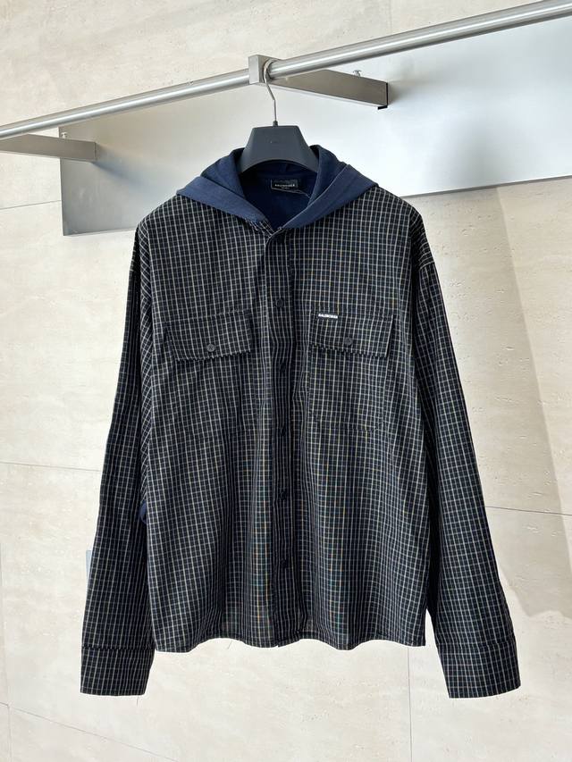 Balenciag* Paris 25 logo check patchwork hooded jacket Size: 1 2 3 4