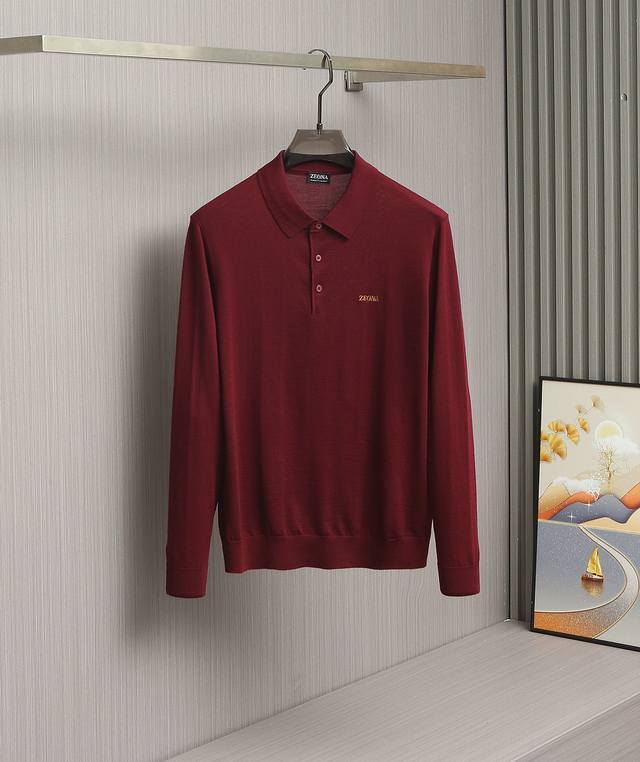 New arrival! This timeless Ez Family men's business casual worsted wool polo sh