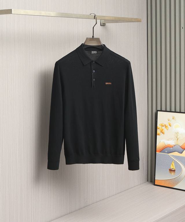 This is a classic Ez Family men's business casual worsted wool polo shirt. Sour