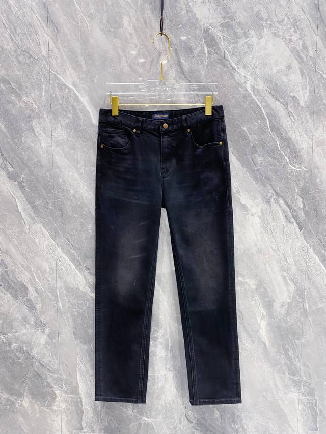 Louis Vuitton Lv2025 Autumn/Winter New Black Calf Slim Jeans - Imported original