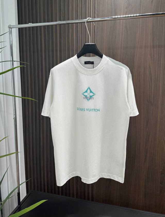 Lv 2025Ss autumn and winter new 320G short-sleeved cotton plain fabric is made o