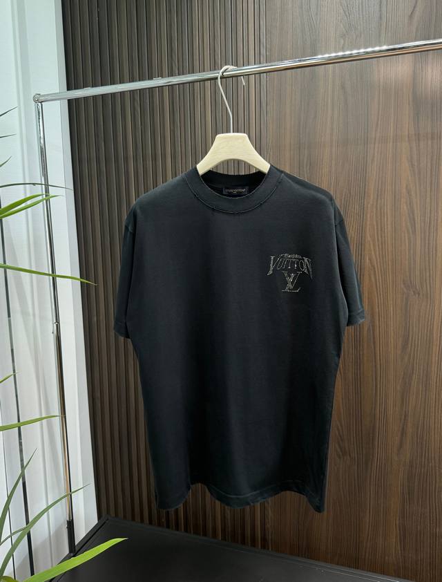 Lv 2025Ss autumn and winter new style 320G short-sleeved cotton plain fabric is
