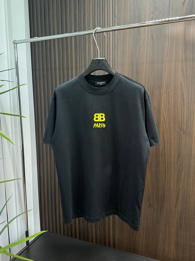 Balenciaga 2025Ss autumn and winter new style 320G short-sleeved cotton plain fa
