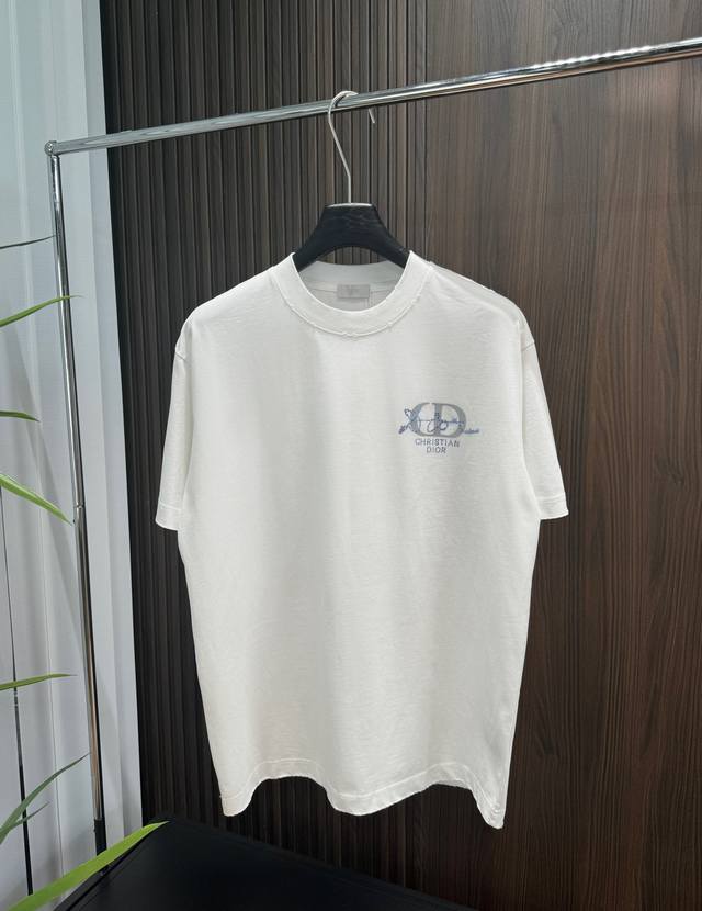 Dior 2025Ss autumn and winter new style 320G short-sleeved cotton plain fabric i
