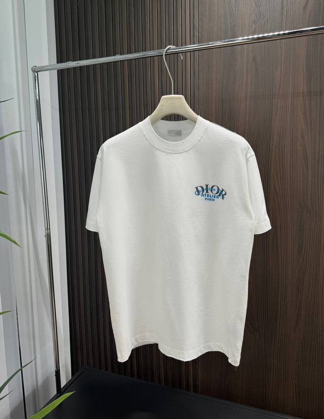 Dior 2025Ss autumn and winter new style 320G short-sleeved cotton plain fabric i