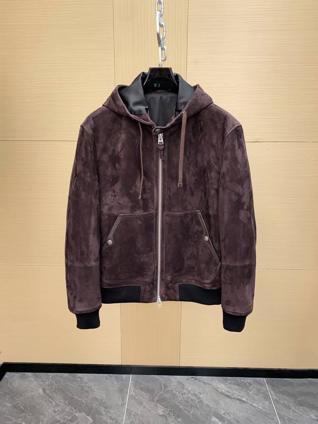 Tom Ford Brown suede jacket with front zip closure. Tom Ford brown jacket with f