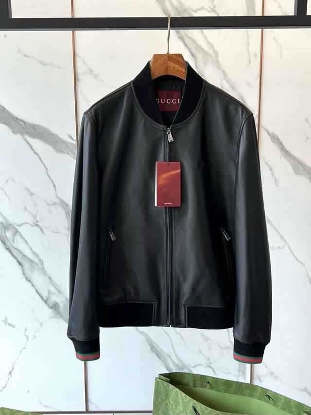 Exclusive genuine leather jacket, made from premium quality Gg sheepskin leathe