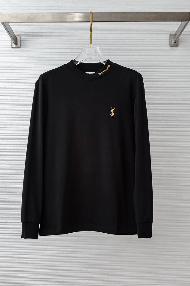 Ysl25Fw New Autumn/Winter 3D Embroidered Men's Long-Sleeved T-Shirt# places grea