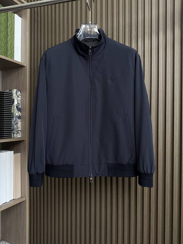 Navy blue ~ Lp Loyo Piana wool stand collar jacket,