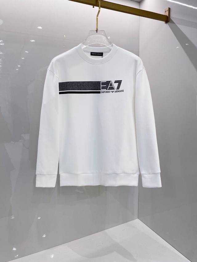 Armani# 2025 Fall/Winter Hachimeiji Air Layer Pullover Crew Neck Sweatshirt A st