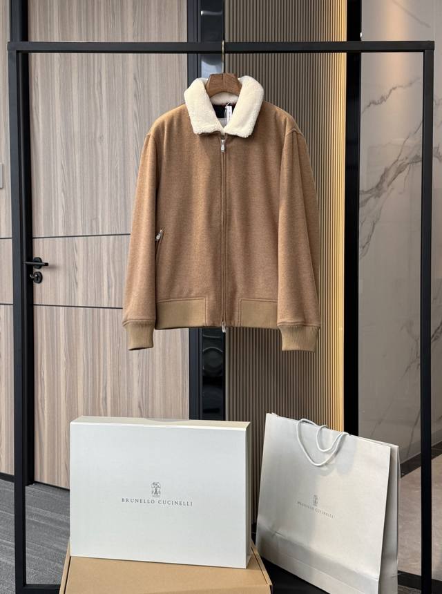 100% original. Brunello Cucinelli men's fur-lined jacket. Original leather, not