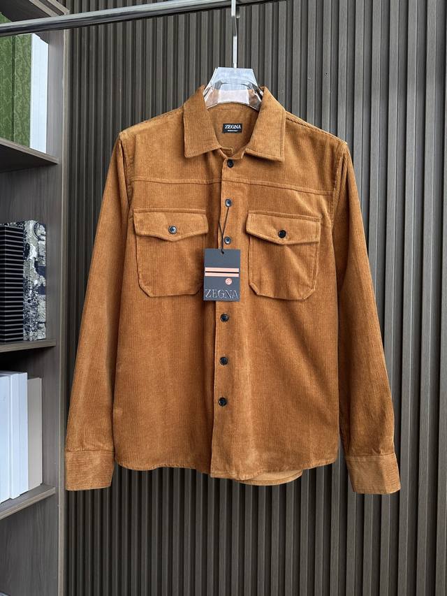 yellow brown ~ Ez25Fw autumn and winter new style corduroy cotton lapel shirt,