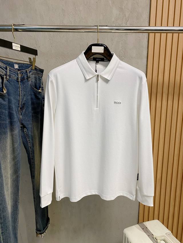 New arrival, Boss exclusive exclusive new original men's polo long-sleeved high