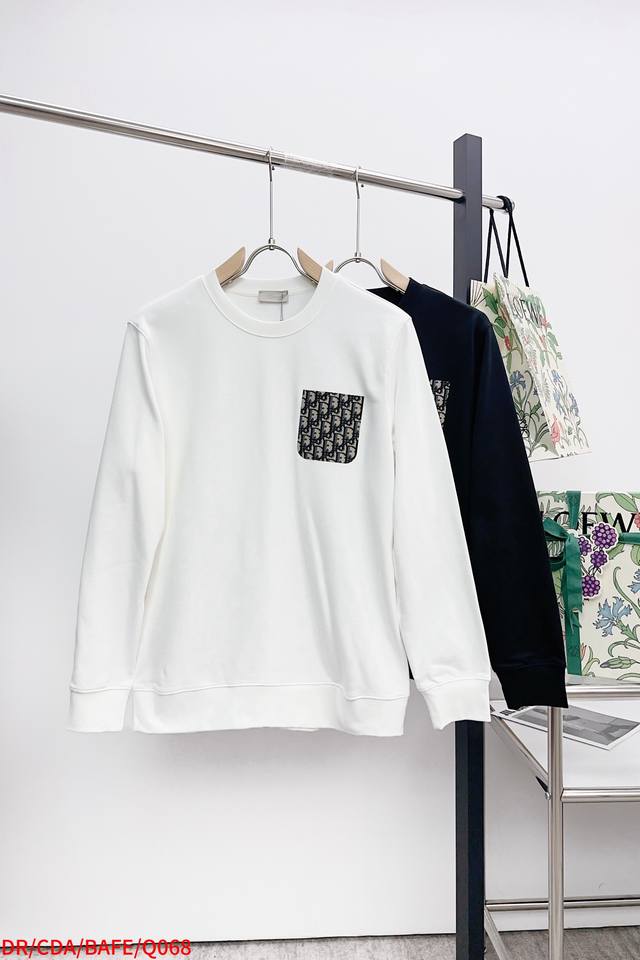 Q068 Dr Dior printed crew neck terry sweatshirt. . Fabric: 400g high-weight ter