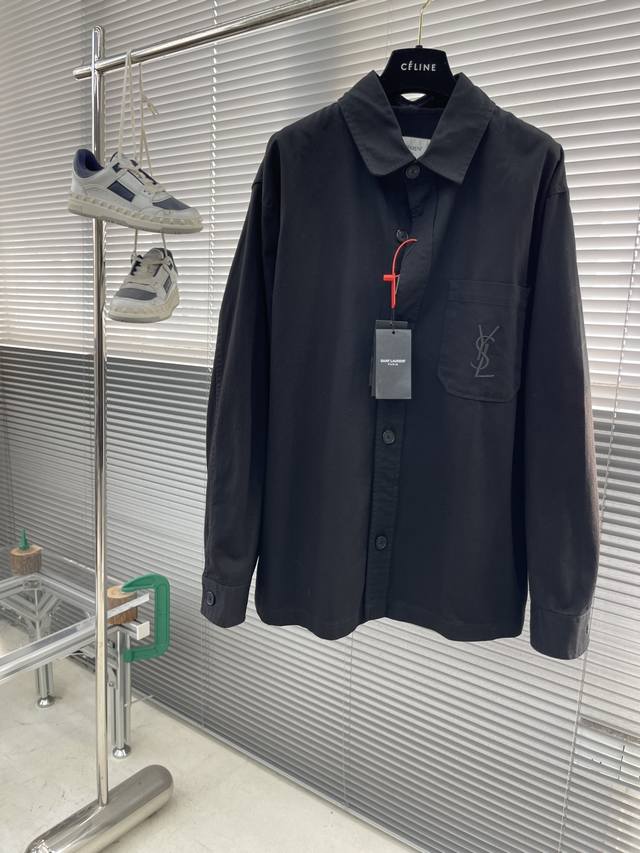 Saintlaurent Ysl logo embroidered shirt-style jacketCustom-made, comfortable, lo