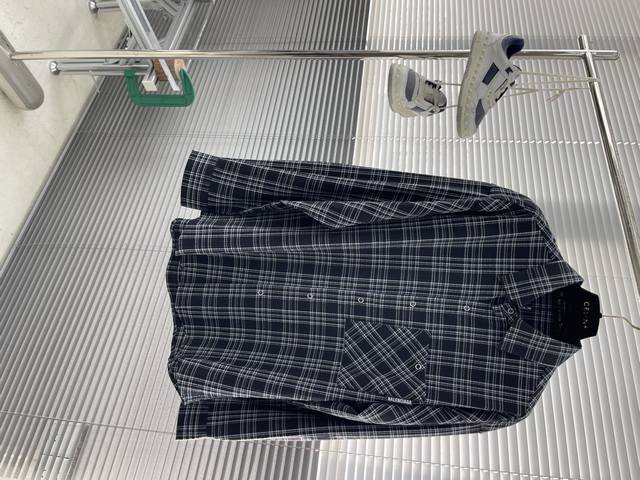 Balenciag New dark blue and dark green lightweight check flannel oversized shirt
