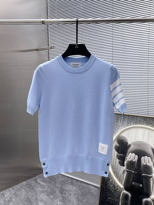 Tb 2025Ss new short-sleeved crewneck sweater, a high-end version! Custom-made fa