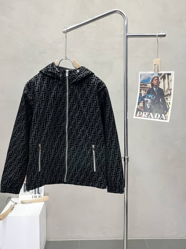 Fendi's exclusive, latest fashion hooded jacquard jacket. This classic design an