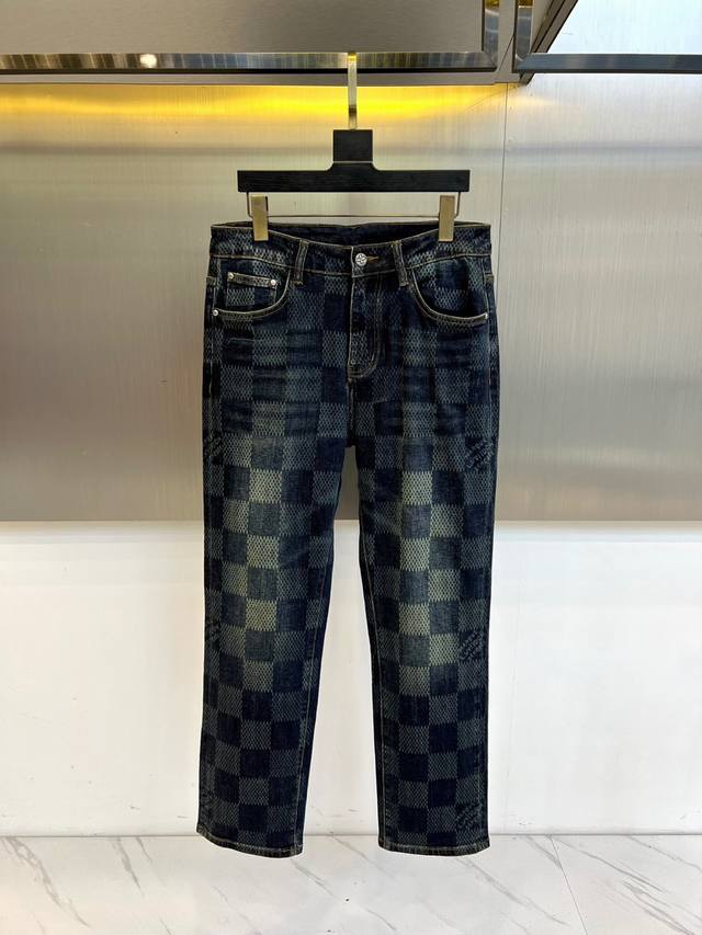 LV Vuitton, Fall/Winter 2025 Men's Checkerboard Washed Jeans. Louis Vuitton's Fa