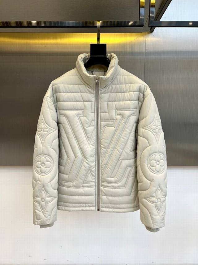 LV Vuitton, 25Fw men's new quilted cotton jacket coat 1Agioo Light gray tear-pro