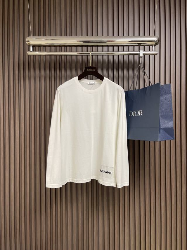 Jil Sander long-sleeved T-shirt with monogram logo patch. The German designer br