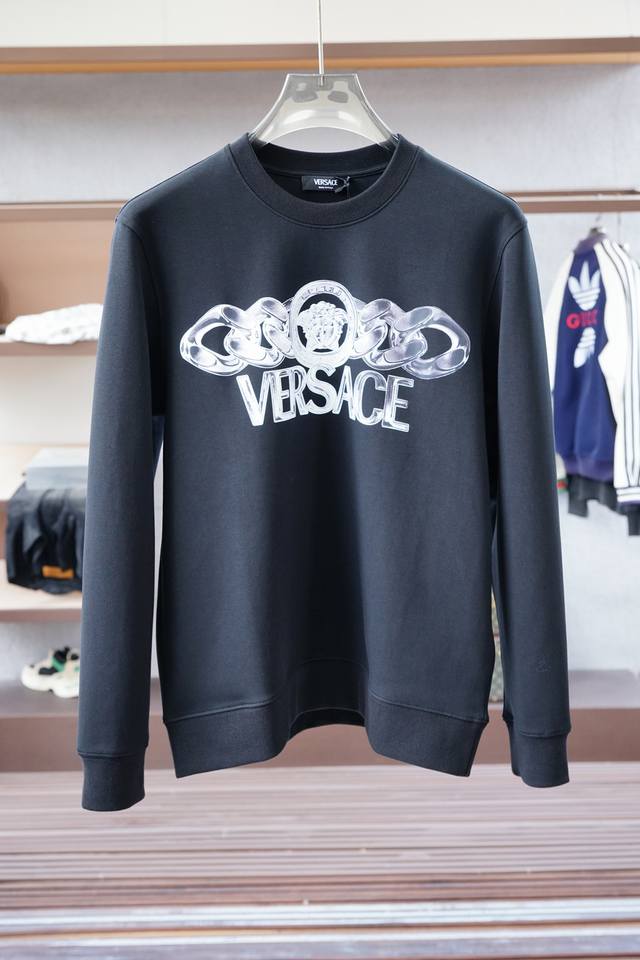 2025 Fall/Winter Collection: Versace - Round-neck pullover sweatshirt with solid