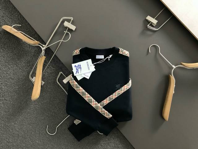 Bbr* Fit S-Xl 25 Autumn and Winter Plaid Splicing Knight Embroidery Trendy Brand