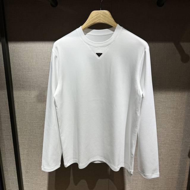Restocked New arrival: Space cotton p#Ada logo detail long-sleeved T-shirt. High