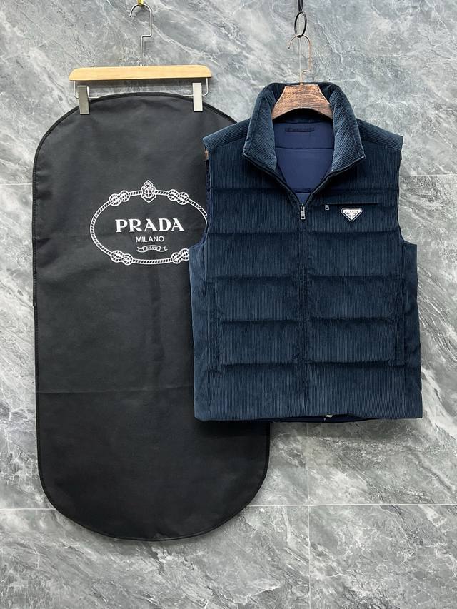 pjia 25Fw Solid Color Corduroy Outdoor Stand-up Collar Sporty Sleeveless Down Ve