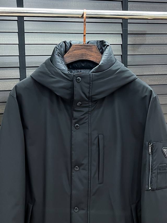 Down Jacket - Prada - Prada 25 Autumn/Winter Fashion Hooded Down Jacket . Line