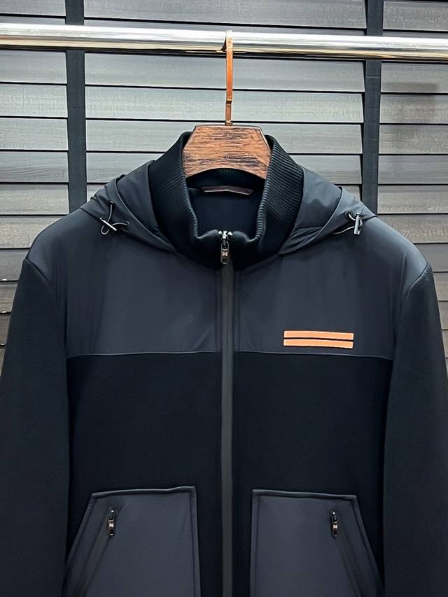 Down Jacket - Zegna Autumn/Winter 25 Fashion Small Hooded Knit Sleeve Lightweig