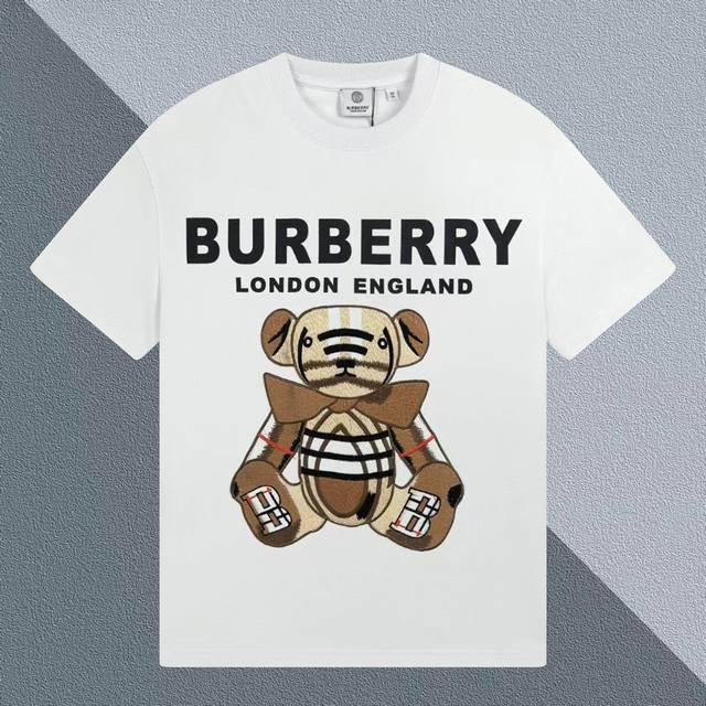 New arrival: Burberry's 2025 Early Spring plaid bear embroidered short-sleeved