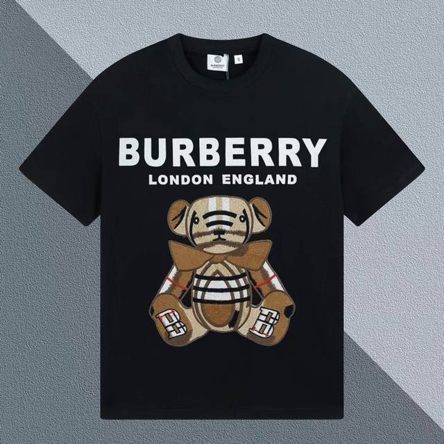 New arrival: Burberry's 2025 Early Spring plaid bear embroidered short-sleeved