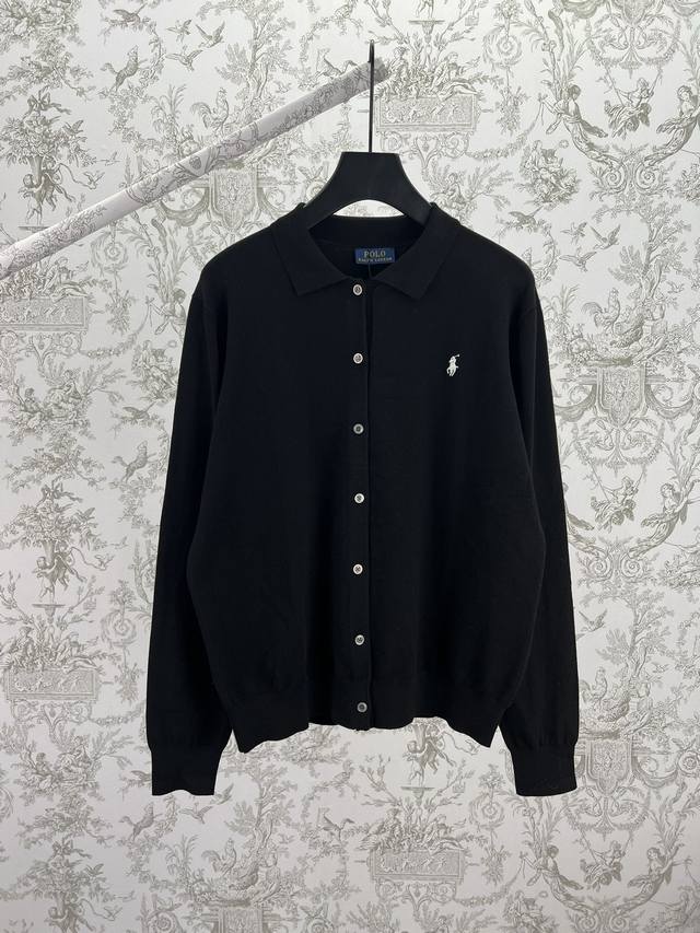 polo 25Ss new slim fit polo collar knit cardigan with classic embroidery on the