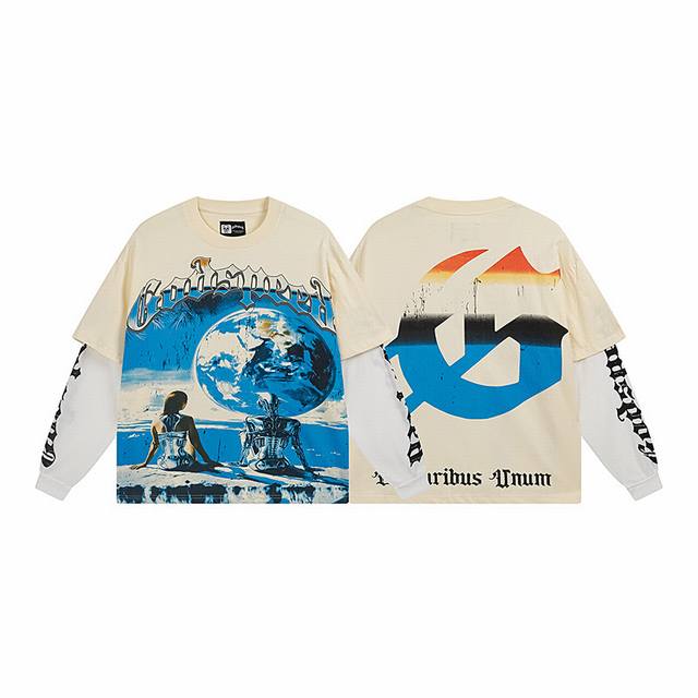 3155# Real shot of Godspeed American trend rock street pure cotton loose fake tw
