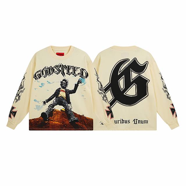 3103# Real shot of Godspeed American rock street pure cotton loose bottoming lon
