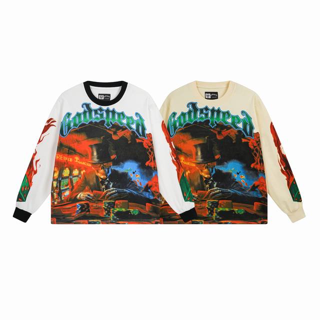 3099# Real shot of Godspeed American rock street pure cotton loose bottoming lon