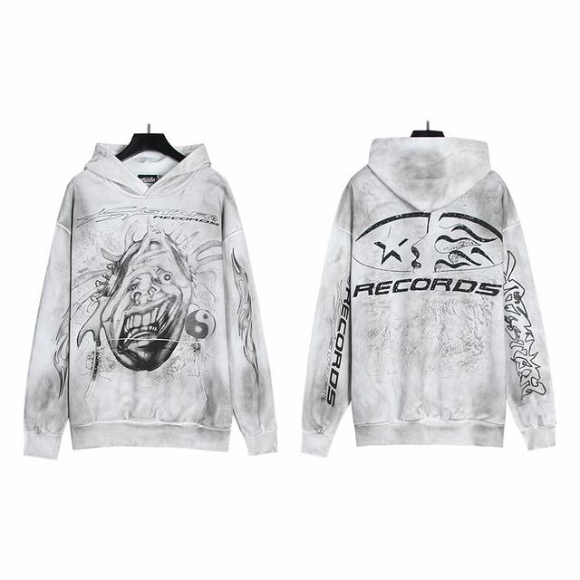 2055# Washed style Real shot Hellstar Hell Star washed distressed terry high str