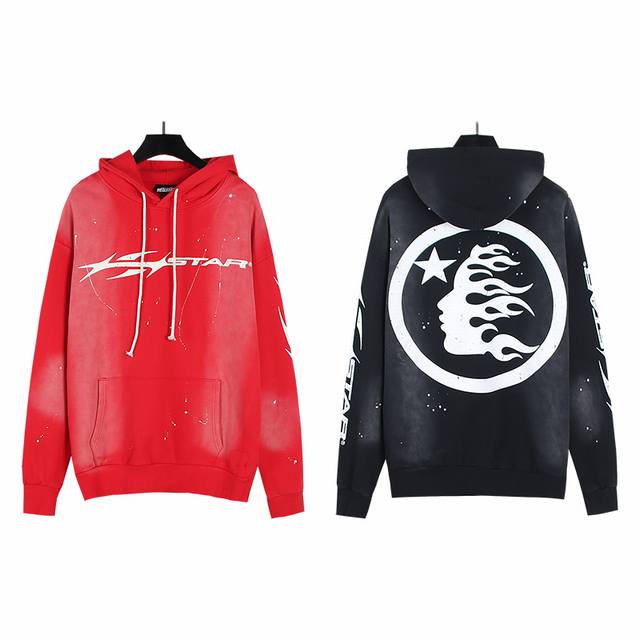 2052# Washed style Real shot Hellstar Hellstar washed distressed terry high stre