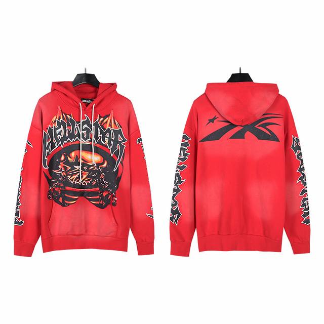 2038# Washed Red Real shot Hellstar Hell Star washed distressed terry high stree