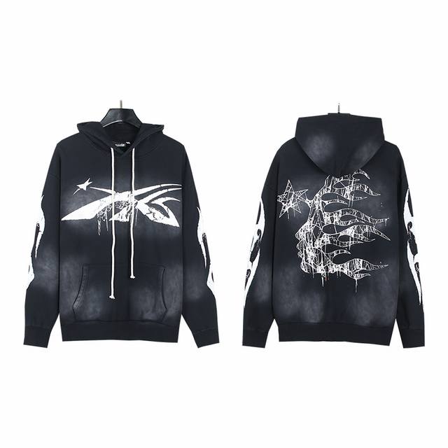 2039# Washed Black Real shot Hellstar Hellstar washed distressed terry high stre