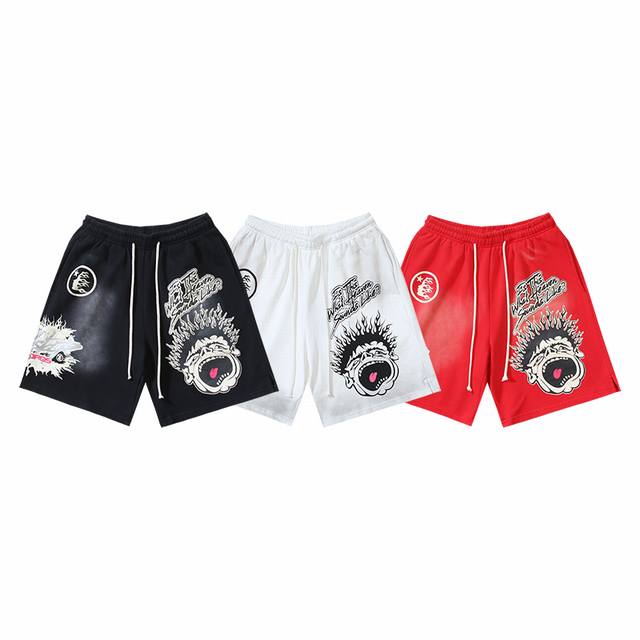 778# Washed style Real shot Hellstar Hellstar washed distressed casual shorts Fa